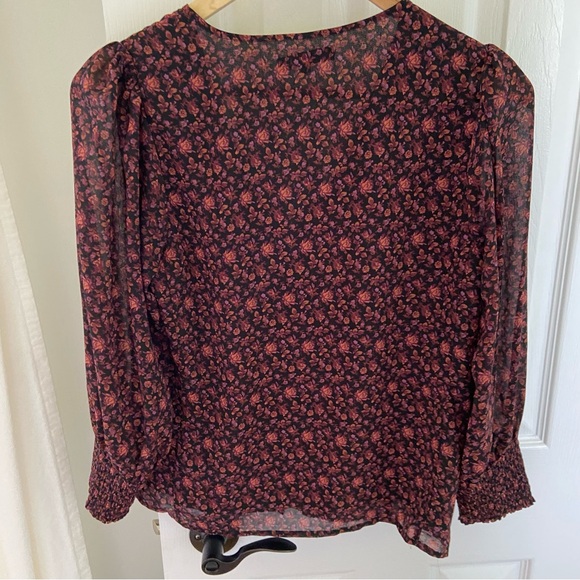 Madewell Georgette Smocked-Cuff Button-Front Top in Orchard Floral - Picture 5 of 6